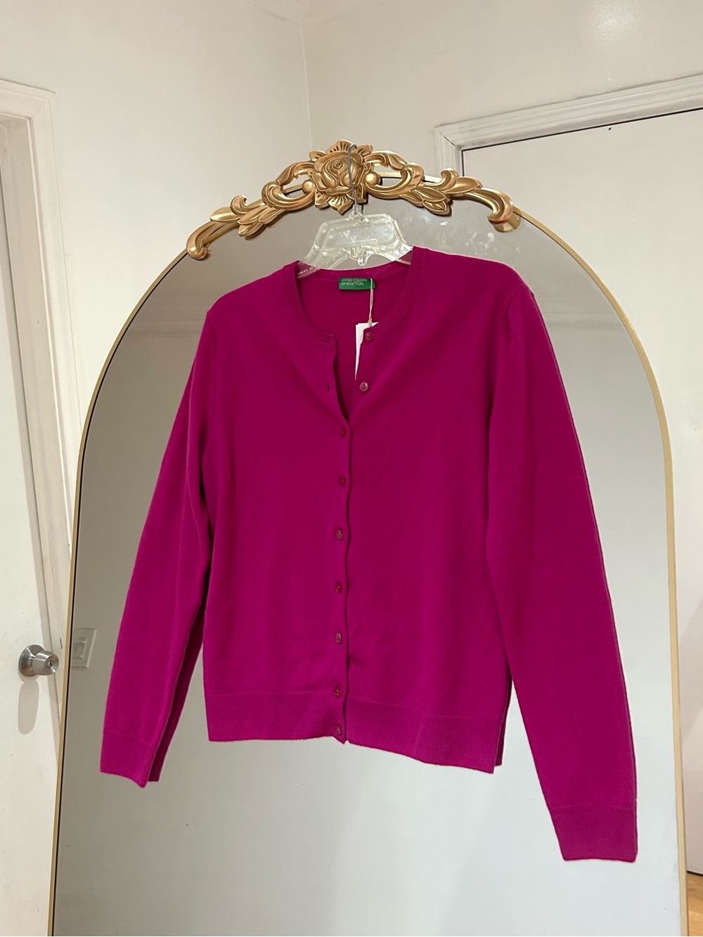 United Colors Of Benetton 100% Wool Button-Up Long-Sleeve Cardigan, Size S NWT
